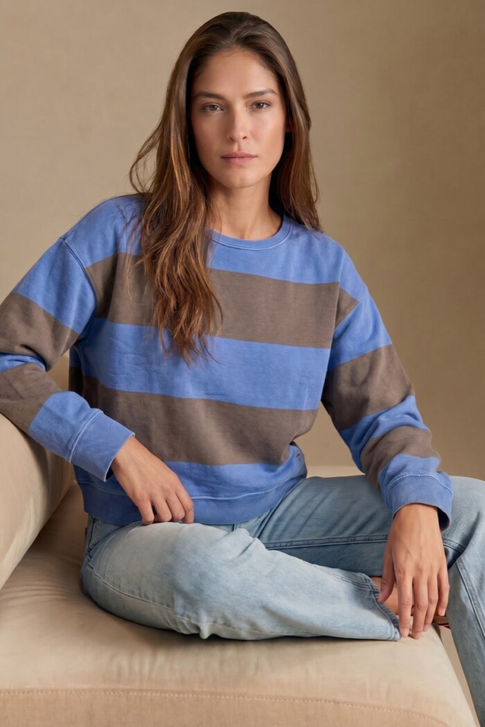 Sweater Algodon Lavado Azul
