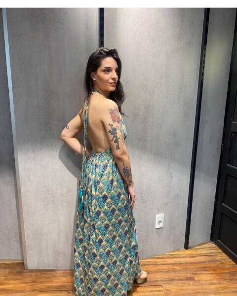 vestido atena seda mix turquesa