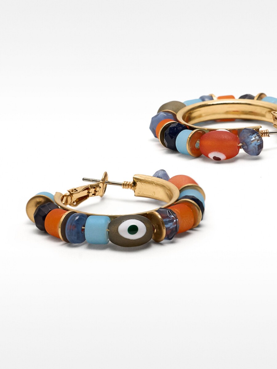 Aros Con Cuentas Multicolores multicolor