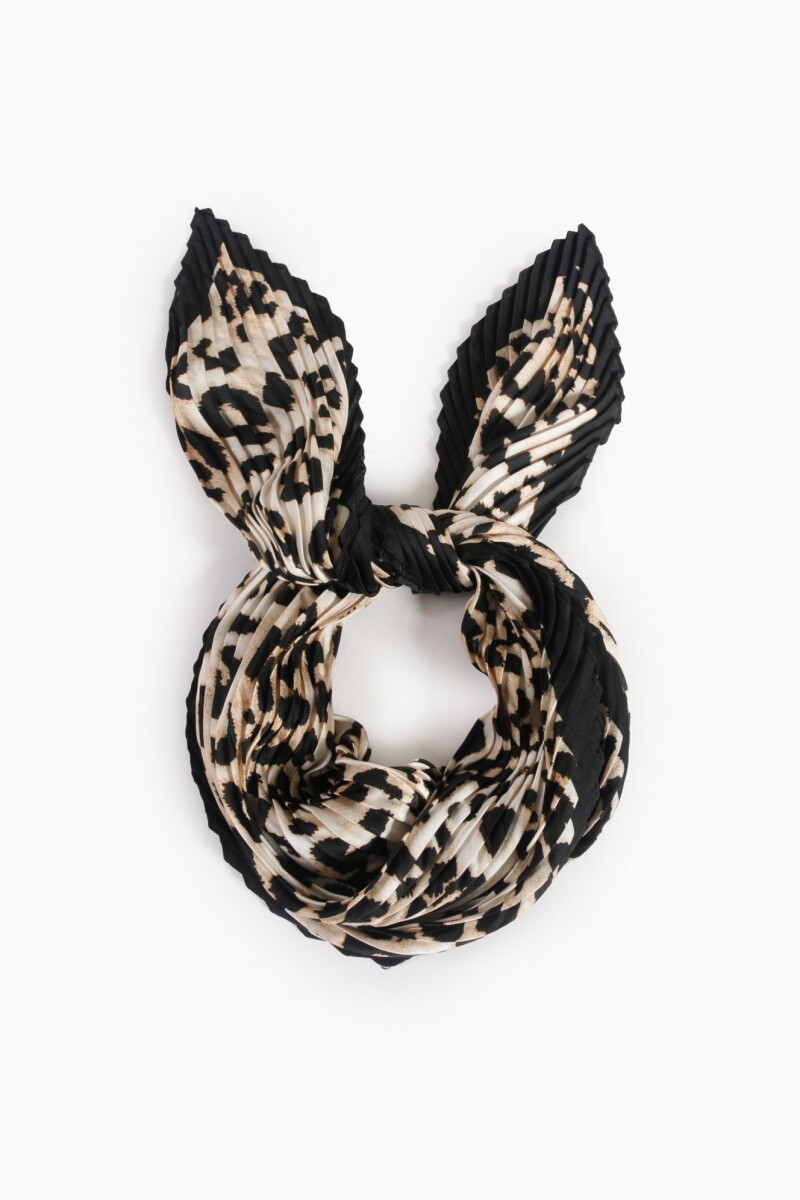 Pañuelo plisado animal print crudo