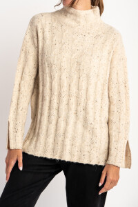 Polera Texturada Bouttonne Beige Melange