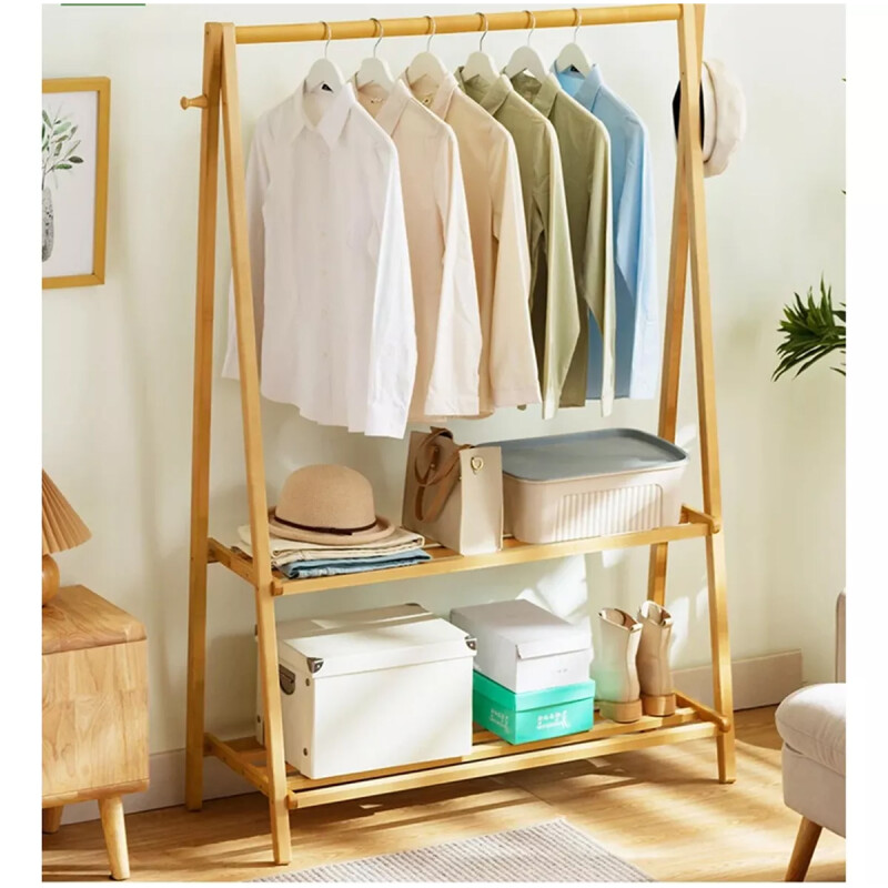 Perchero organizador con estantes de madera MADERA