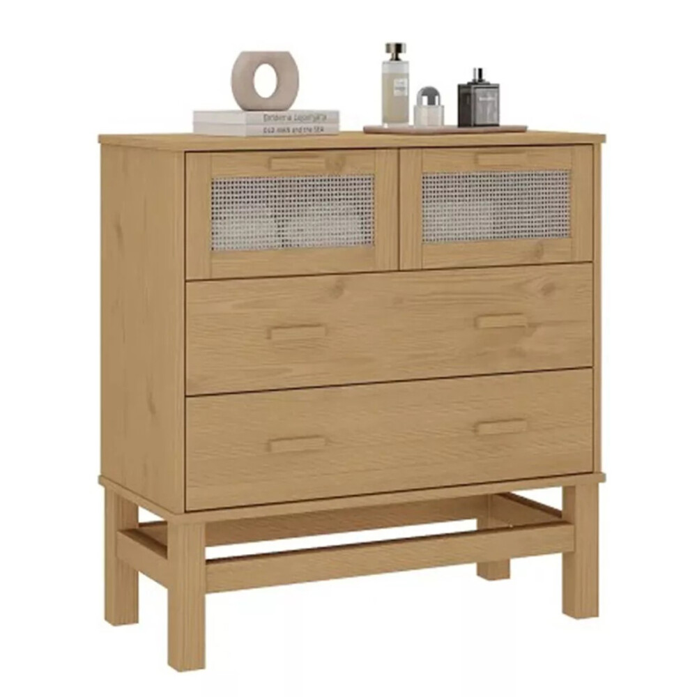 CÓMODA CAJONERA GUARDARROPA 4 CAJONES EN MADERA MACIZA CON RATAN NATURAL CÓMODA CAJONERA GUARDARROPA 4 CAJONES EN MADERA MACIZA CON RATAN NATURAL