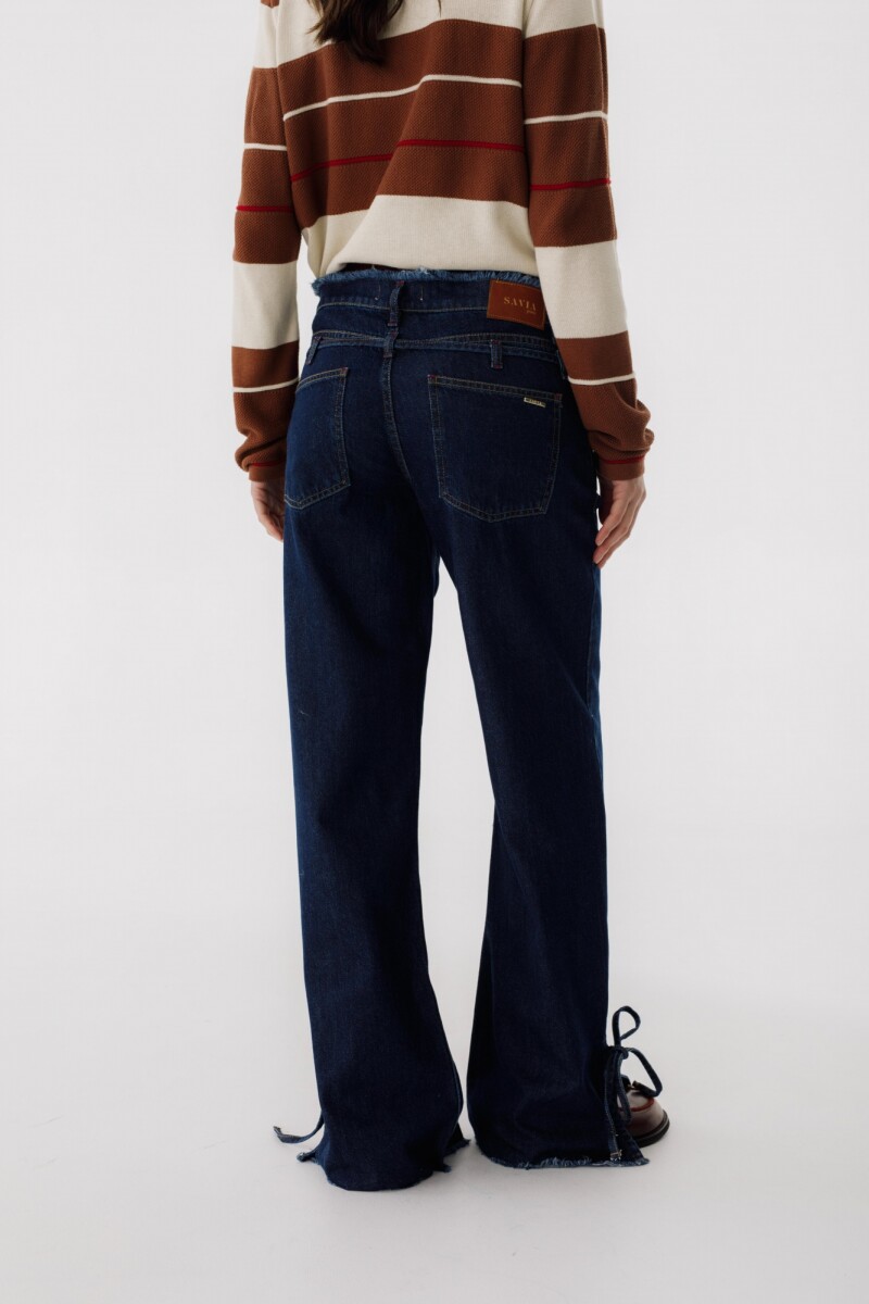 Jean Straight Belt Azul Oscuro
