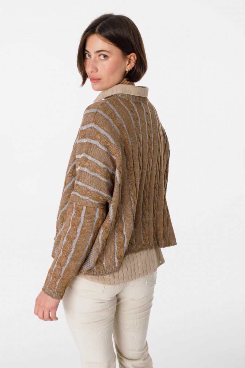 Sweater Oceano Crop Celeste/Camel