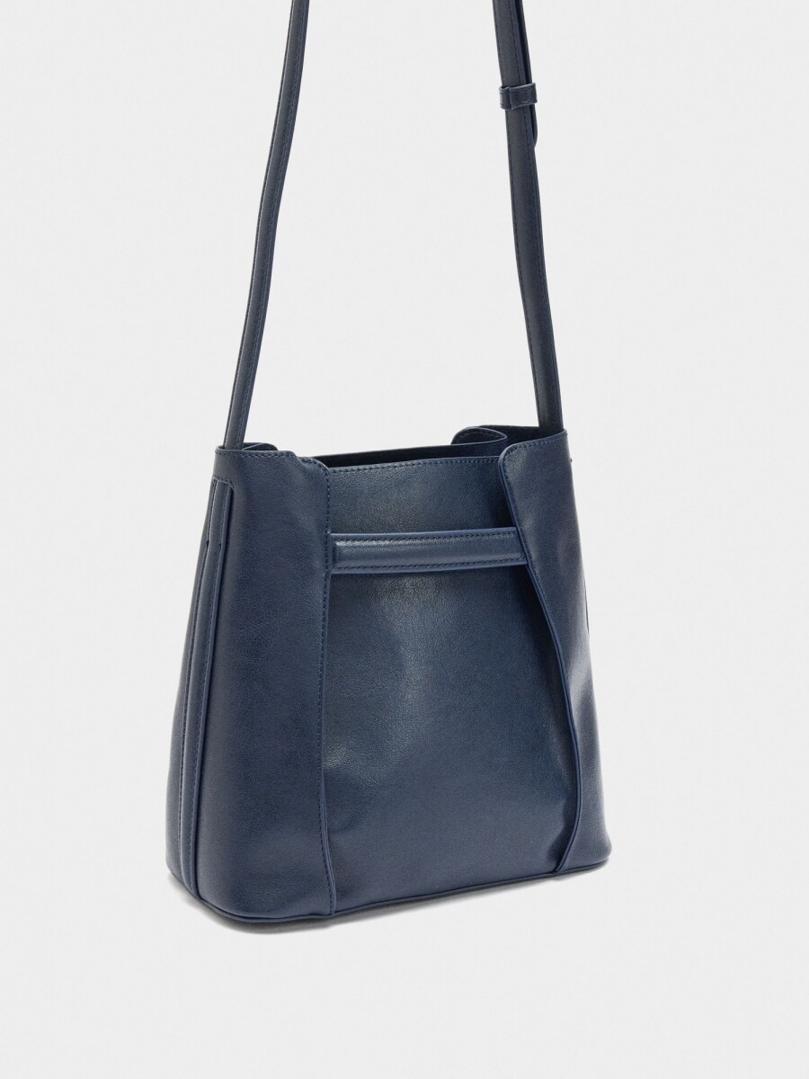 Bolso Bombonera Con Pliegues Laterales azul-marino