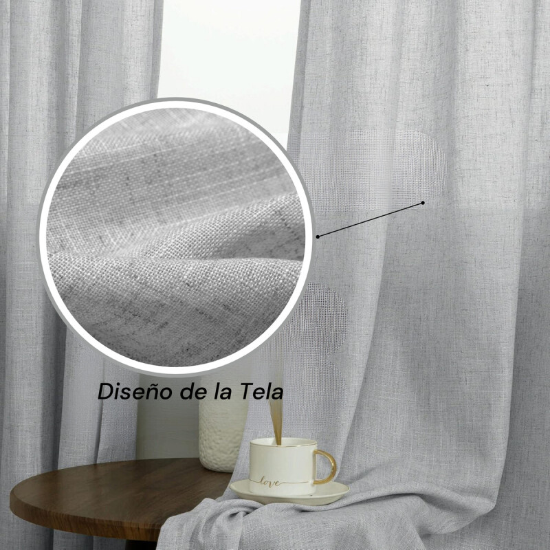 Cortina 2 Paños 106 X160 Cm Textura Lino Gris