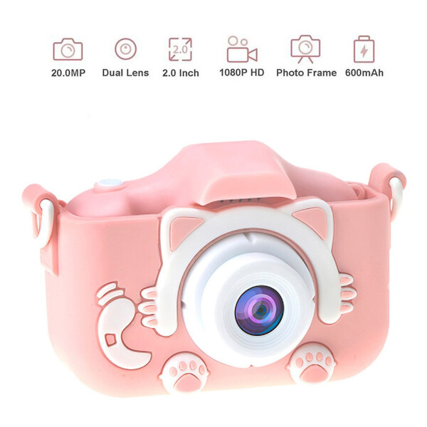 Cámara De Fotos Infantil Con Pantalla 2' Fácil De Usar Variante Color Rosa