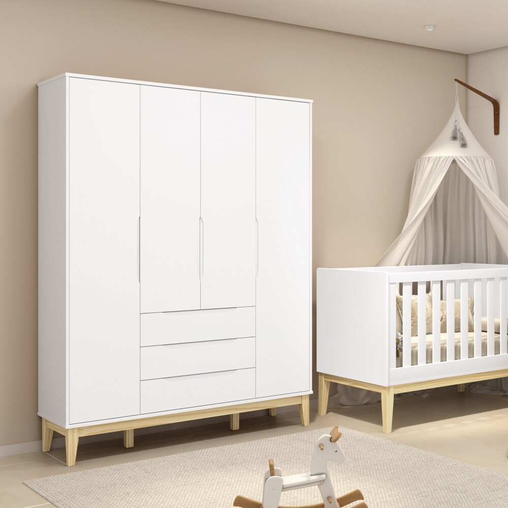 Ropero 4 Puertas 3 Cajones Infantil - Eife Blanco