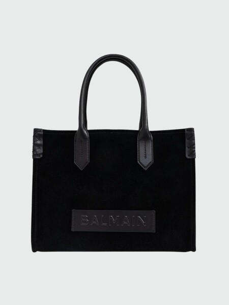 BALMAIN - B-ARMY SHOPPER SMALL-SUEDE TOTE BAG Negro