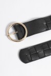 Cinturon de cuero entrelazado negro