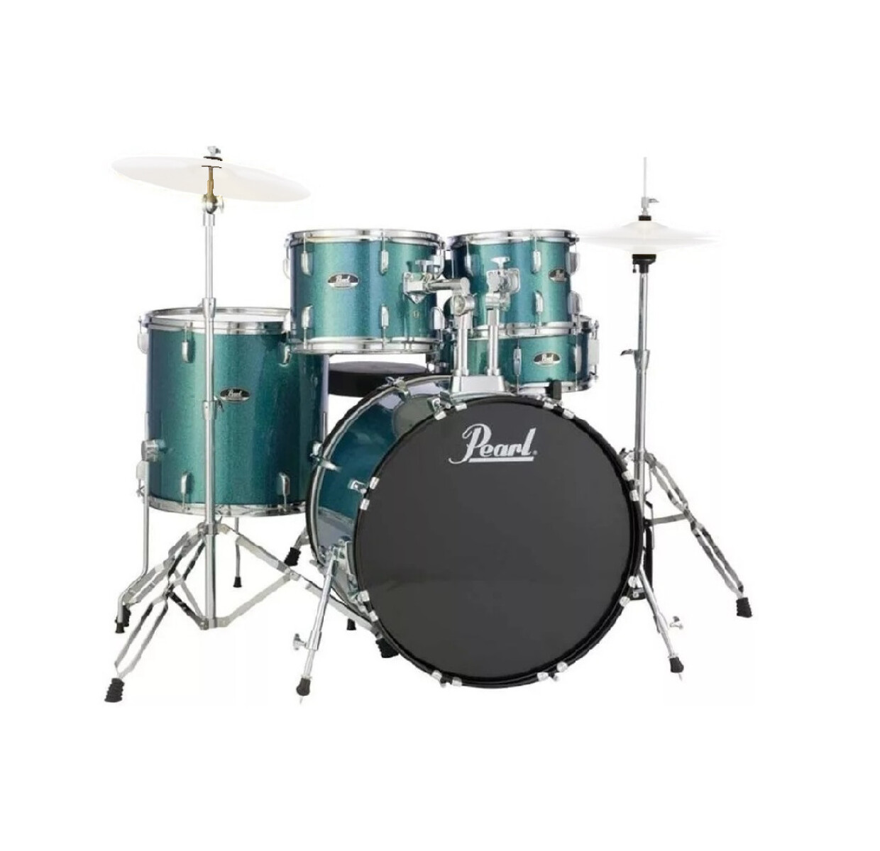 BATERÍA PEARL ROADSHOW FUSION SPA AQUA BLUE GLITTER 5 CUERPOS CON HARDWARE 