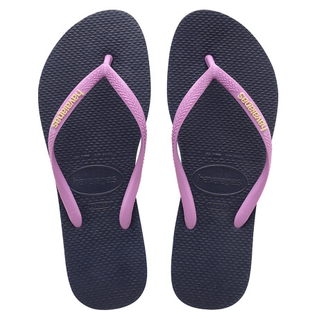 Sandalias de Mujer Havaianas Slim Logo Pop Up Azul Marino - Rosado