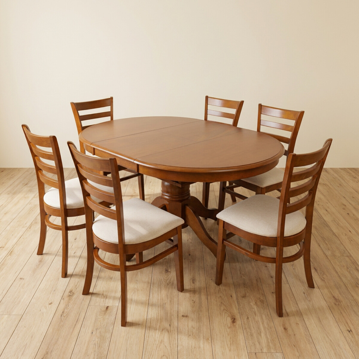 JUEGO DE COMEDOR 1+6 - MADERA MARRON HV 