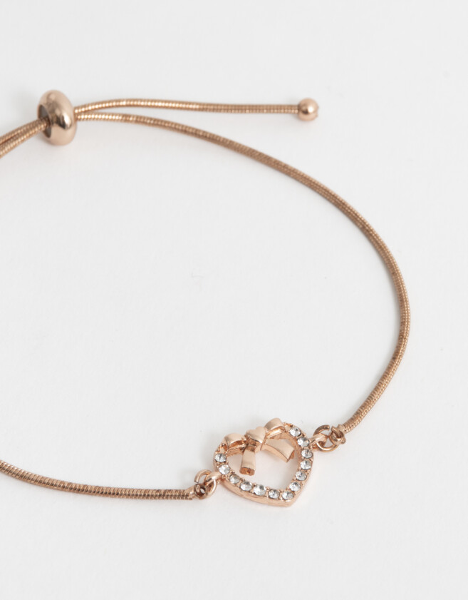 Pulseras Flexibles Bañada en Oro Rosa Pulsera Flexible Con Dije Corazón - Dorado Oro Rosa