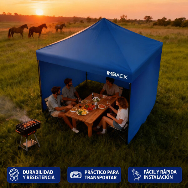 Gazebo Plegable Reforzado 3x3 M Con Paredes Carpa Autoarmable Jardin Playa Patio Toldo Imback Color Azul Gazebo Plegable Reforzado 3x3 M Con Paredes Carpa Autoarmable Jardin Playa Patio Toldo Imback Color Azul