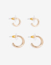 Aros Argollas Set Metal Set De Aros Bañado En Oro - Dorado