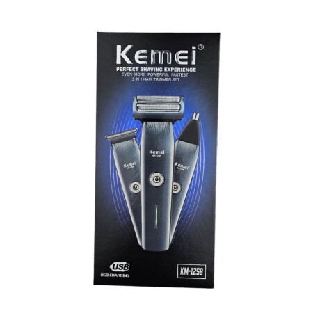 Afeitadora Corta Pelo Barba Recargable 3 en 1 KEMEI KM-1258 Negro