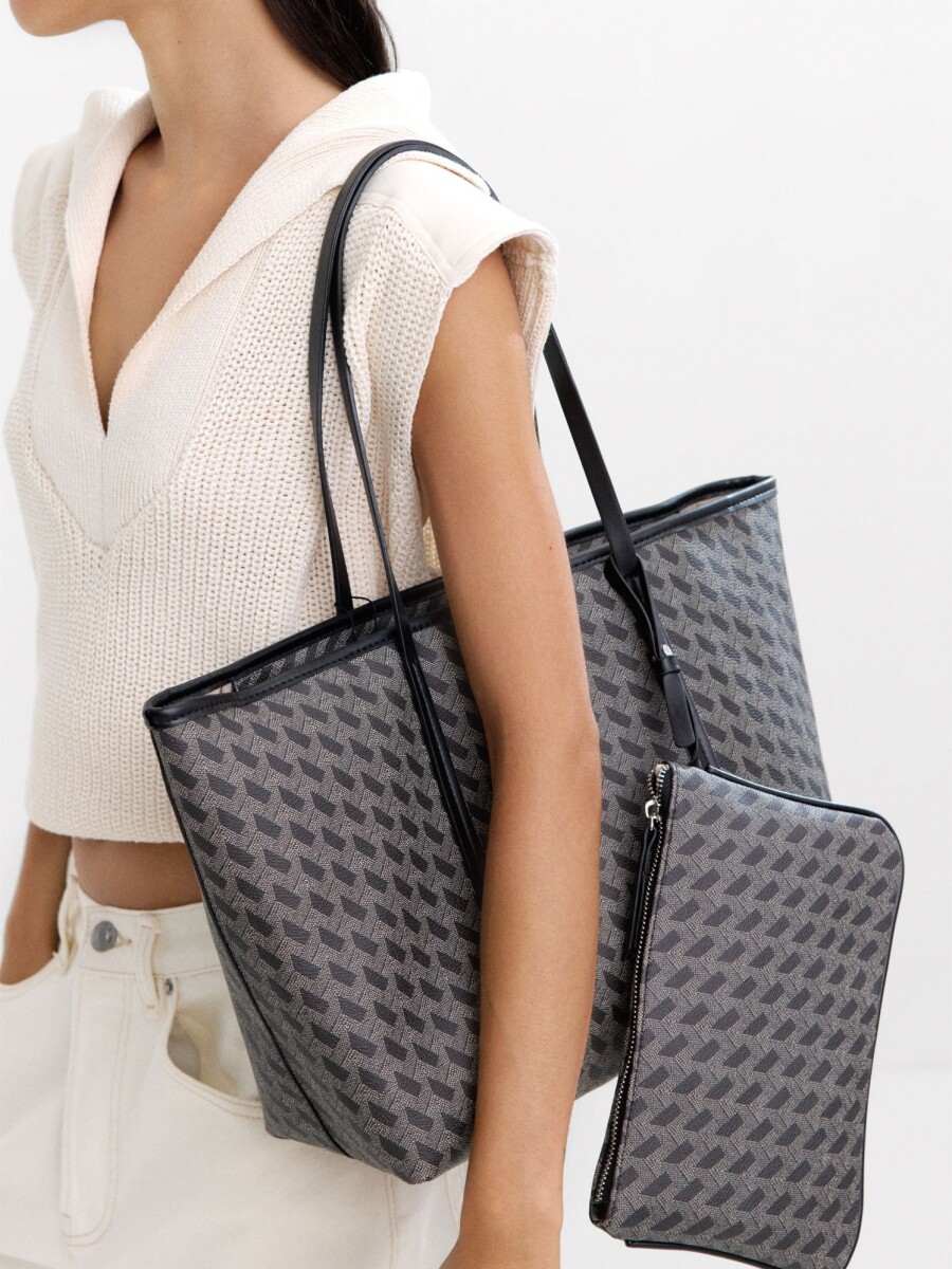 Bolso Shopper Estampada negro