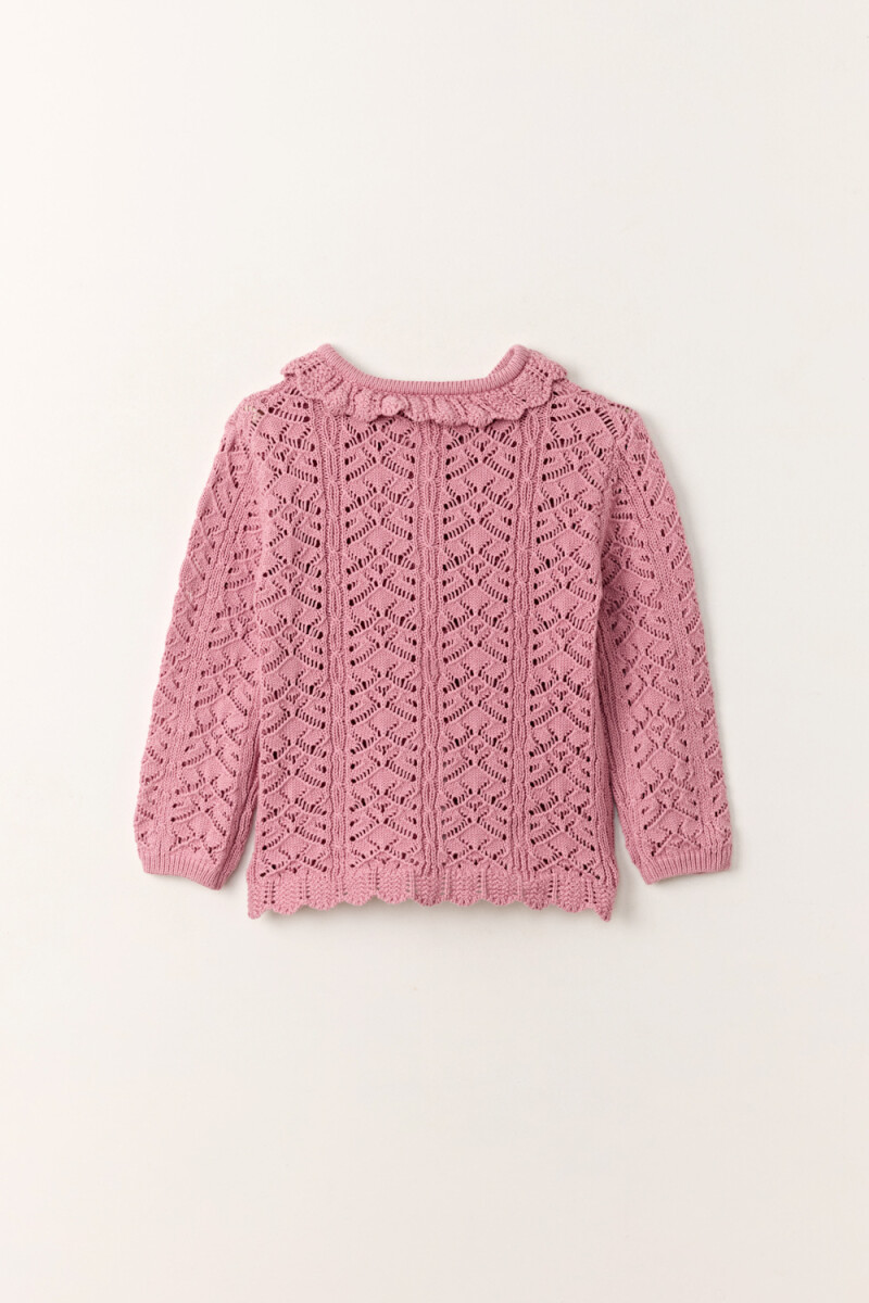 Saco tejido volado en cuello Rosa