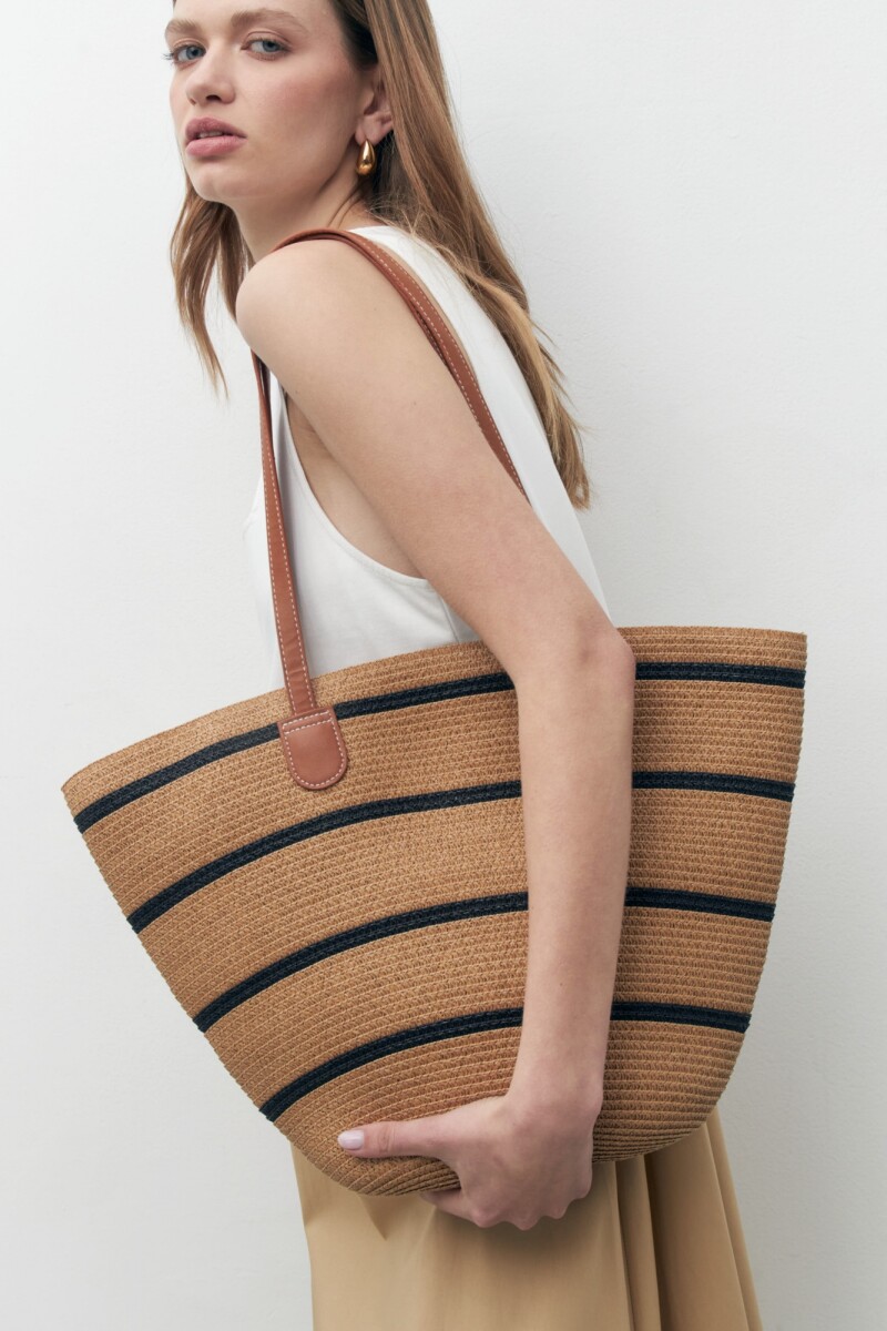 Bolso a rayas beige