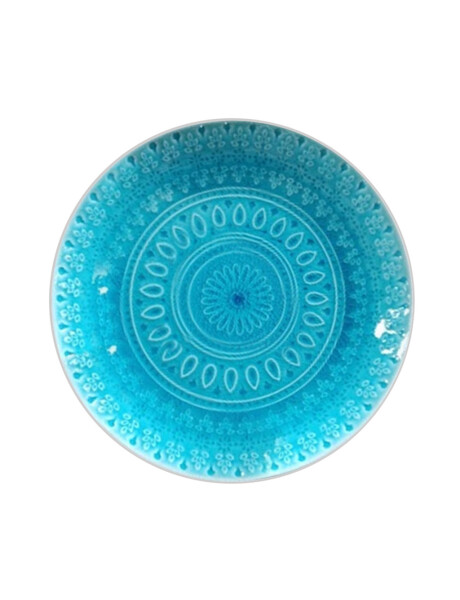 PLATO DE POSTRE 21CM VIDRIADO C/DISEÑO TURQUESA PLATO DE POSTRE 21CM VIDRIADO C/DISEÑO TURQUESA