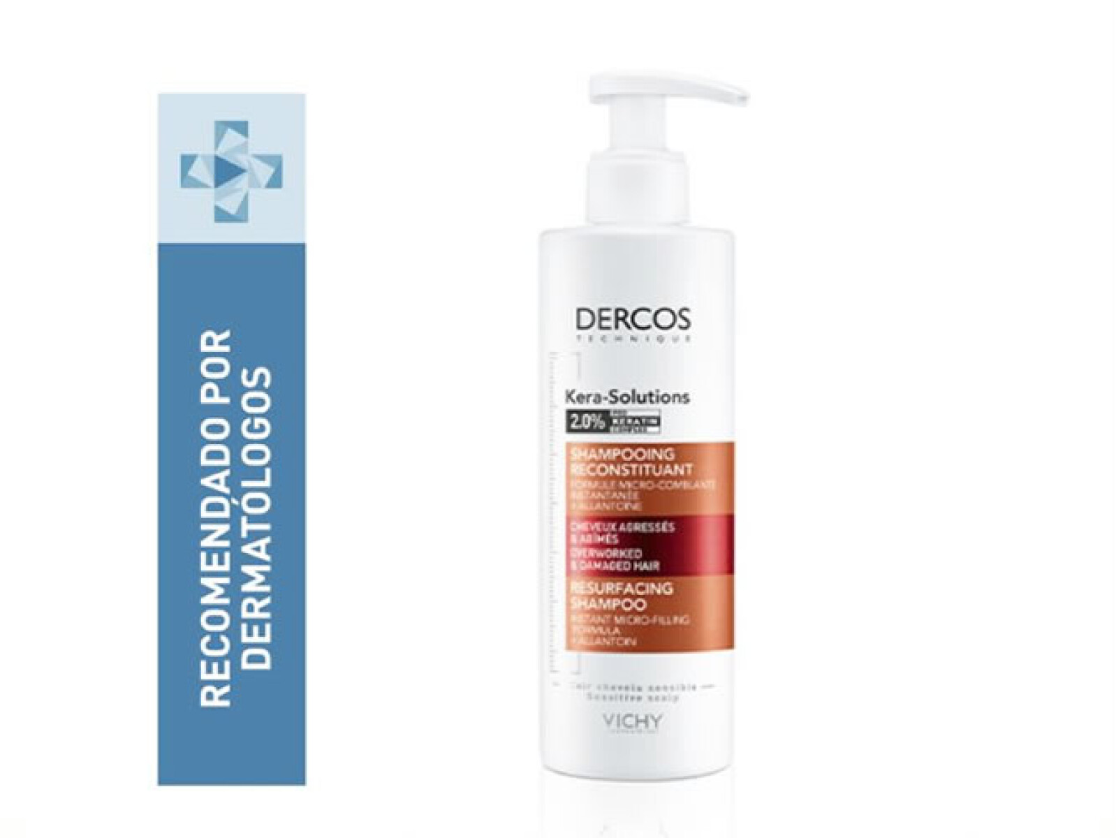 Vichy Dercos Shampoo Reparador Kera-Solutions 250 ml – Cabello Fuerte y Nutritivo