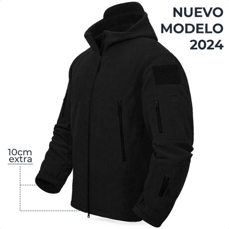 Campera Polar Uzspace Táctica Con Capucha Invierno Negro