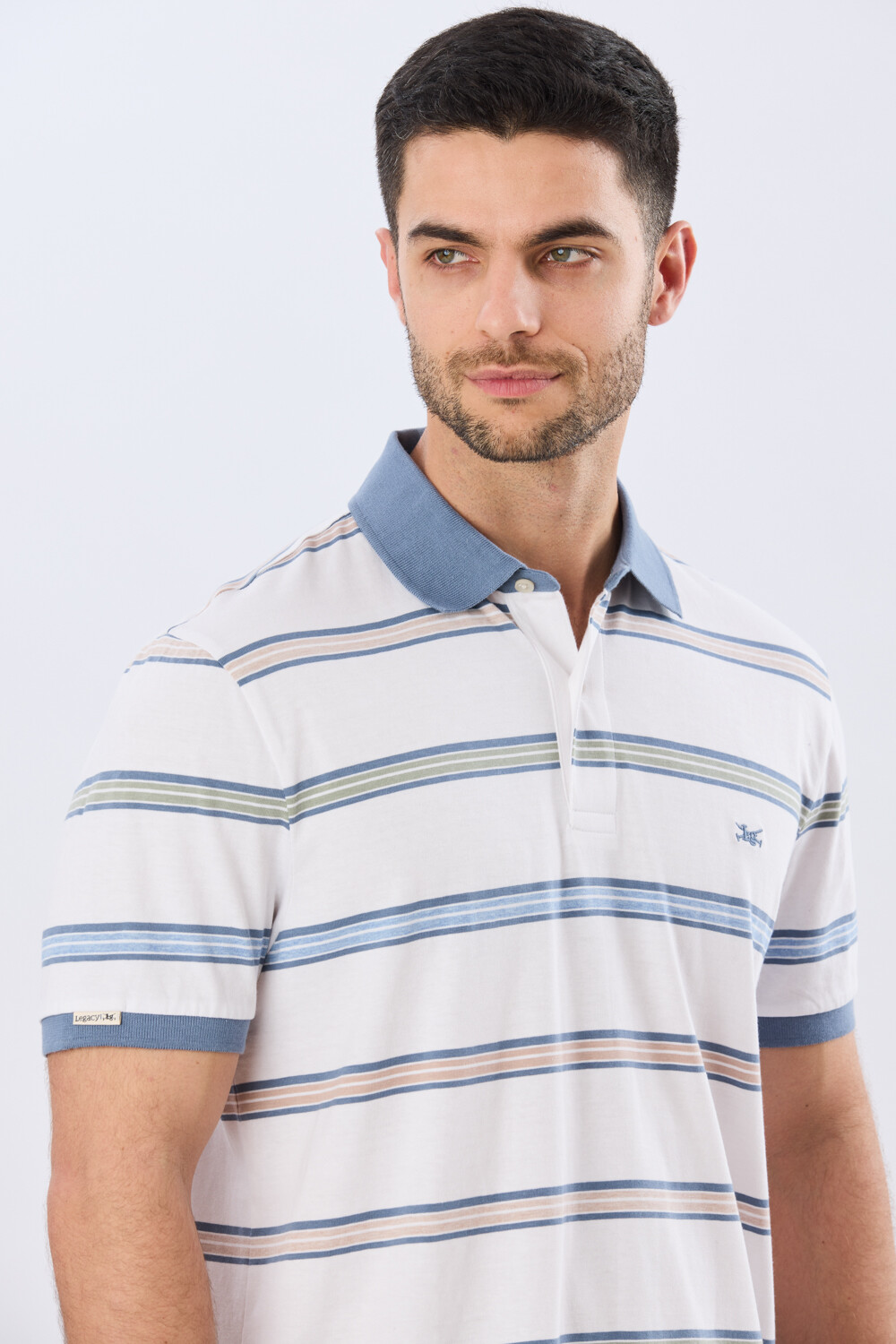REMERA POLO RAYADA JERSEY Blanco
