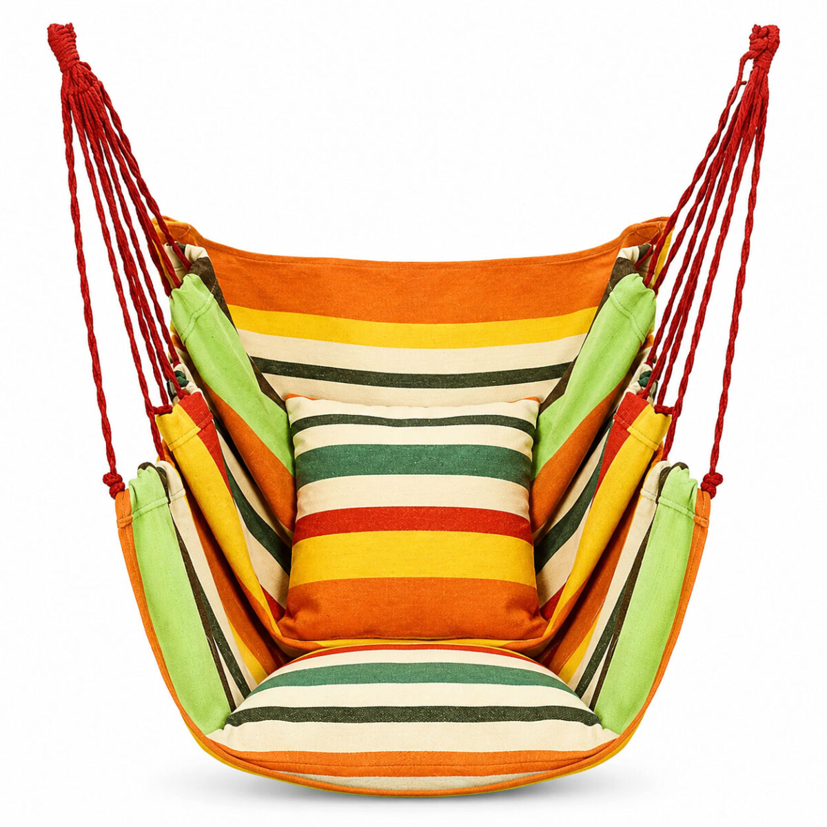 Silla Colgante Hamaca Paraguaya +2 Almohadones Jardín Balcón - Naranja 