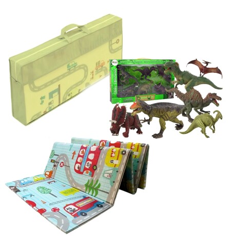 Set Alfombra Infantil Antigolpe + 6 Dinosaurios de Plástico Set Alfombra Infantil Antigolpe + 6 Dinosaurios De Plástico