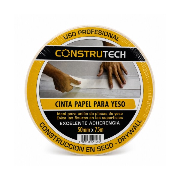 CINTA PAPEL PARA YESO 50MM X 75M CONSTRUTECH Cinta Papel Para Yeso 50mm X 75m Construtech