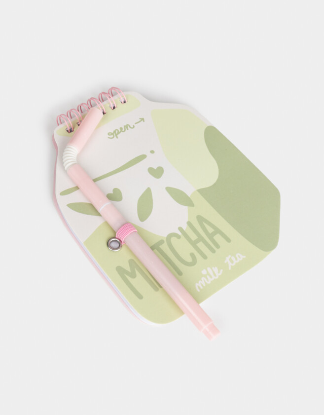 Librería Sets Foodie Set De Memo Y Lapicera "matcha Girly" - Verde Claro