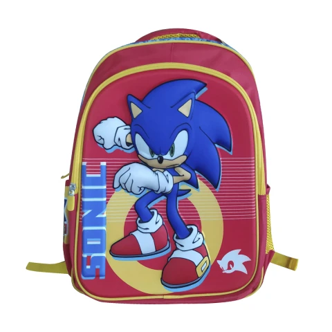 Mochila Infantil 3D Sonic Tafeta Grande 40 x 30 cm U