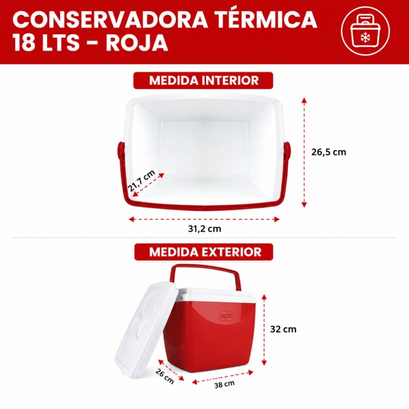 Conservadora térmica 18 lts ROJO