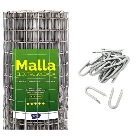 Tejido Malla Electrosoldada Galvanizada Rollo 1.80m X 25 Mt Gris