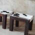 Petit Stool Cowhide oscuro