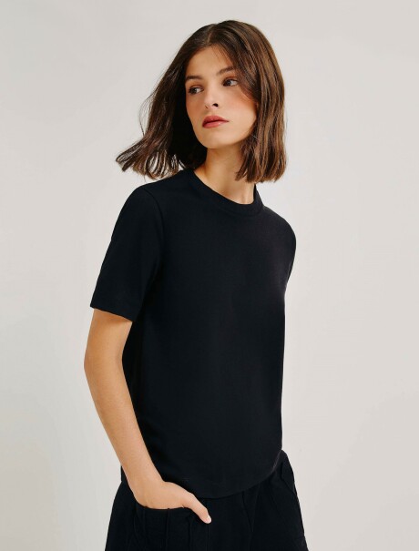 BLUSA FEMENINA SUPER COTTON MANGA CORTA NEGRO