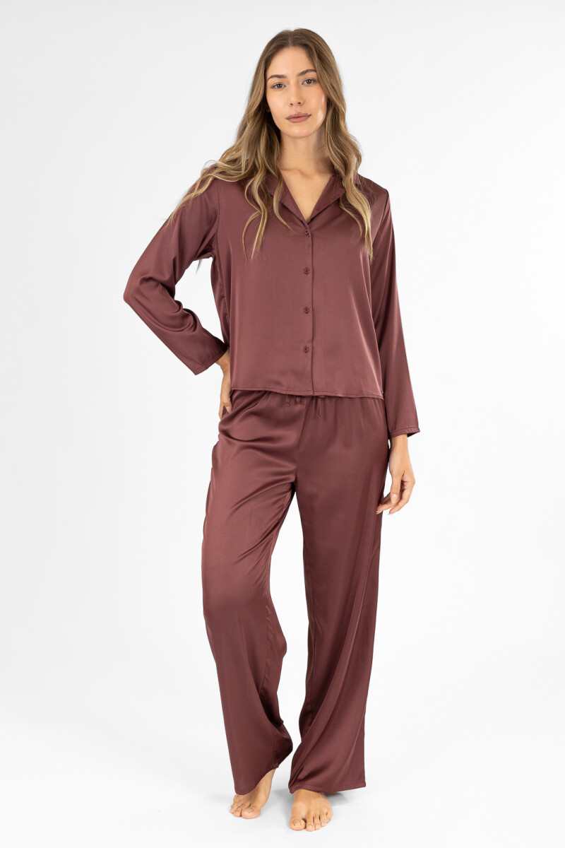 Pijama tres saten Bordeaux