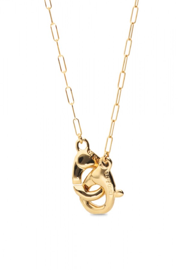 COLLAR LARGO BAÑADO EN ORO 18K CON MOSQUETON ENTRELAZADO Colgante