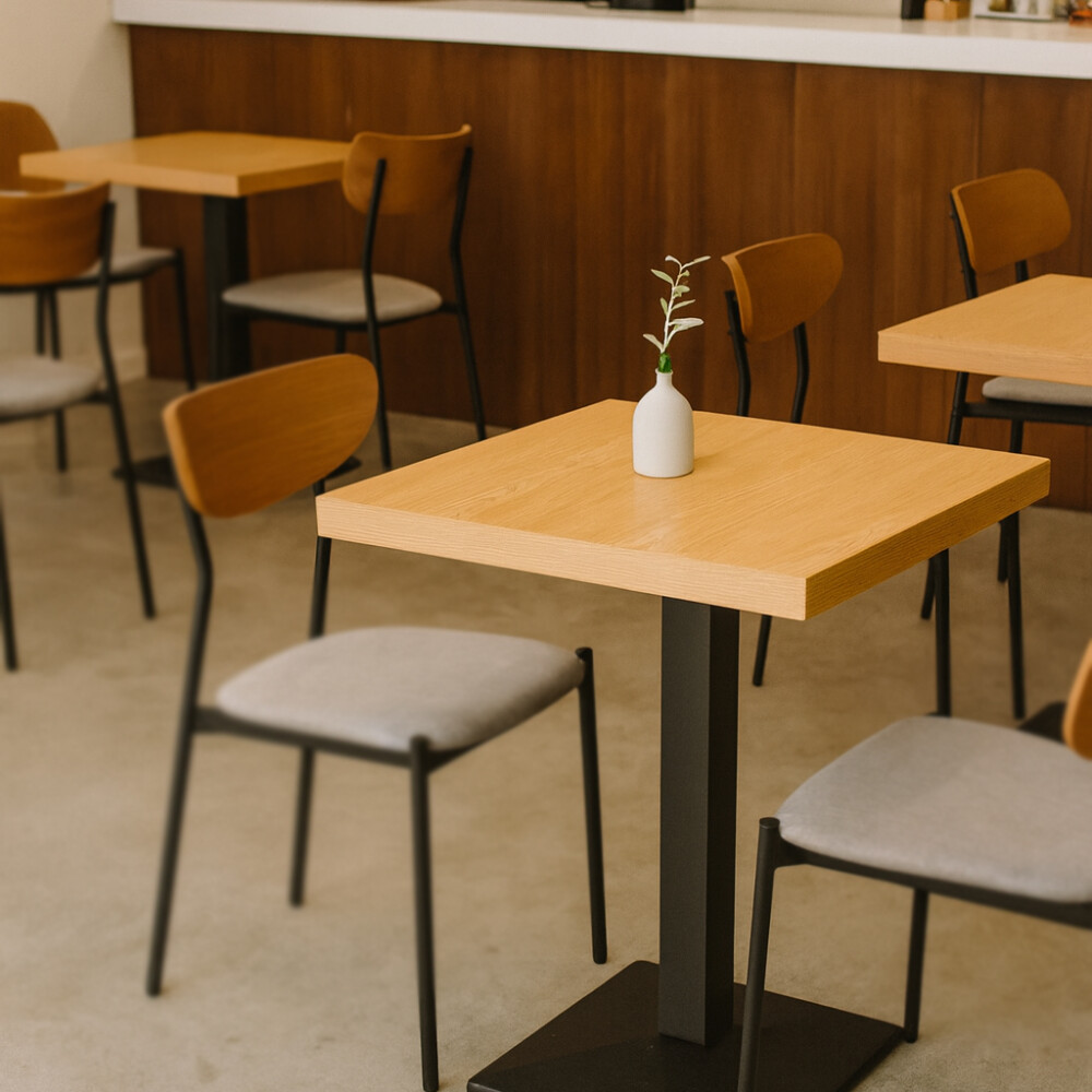 Mesa De Bar Cuadrada De Madera Y Metal Marron