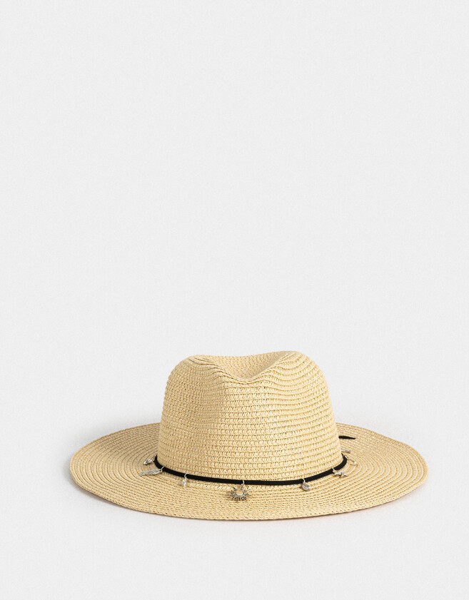 Sombreros Sombrero Con Charms - Marron Beige