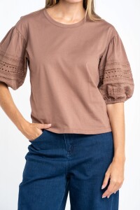 Remera Algodón Combinada Mocha
