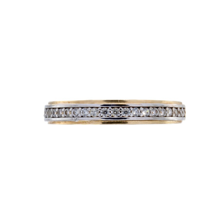 Anillo de oro 10 ktes con circonias, MEDIO SIN FIN. Anillo de oro 10 ktes con circonias, MEDIO SIN FIN.