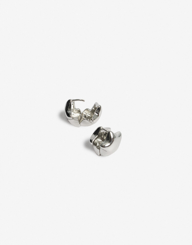 Aros Argollas Metal Argollas Corazón Metal - Plateado Rodio