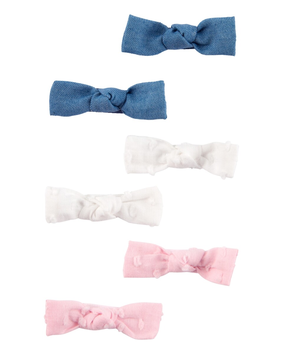 Pack seis pinzas de pelo, diseño moñas 