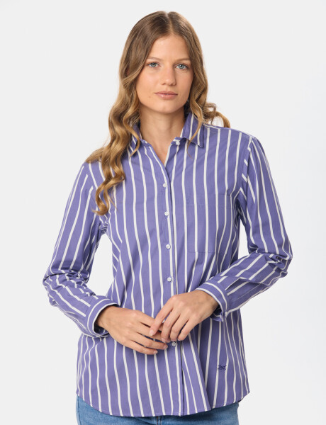CAMISA A RAYAS DE ALGODÓN Azul
