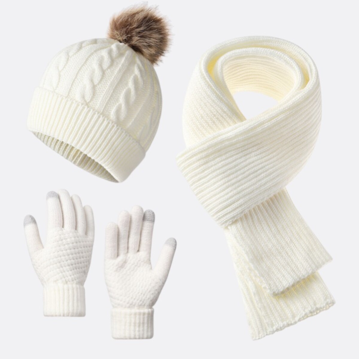 Set Abrigo Essential Winter Tres Piezas Adulto - Blanco 