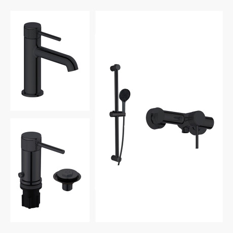 Juego Completo De Griferia Incluye Lavatorio Bajo,Bidet Y Ducha Exterior NEGRO