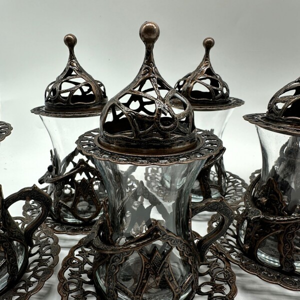 Juego de metal cobre con tajine x6 Juego de metal cobre con tajine x6